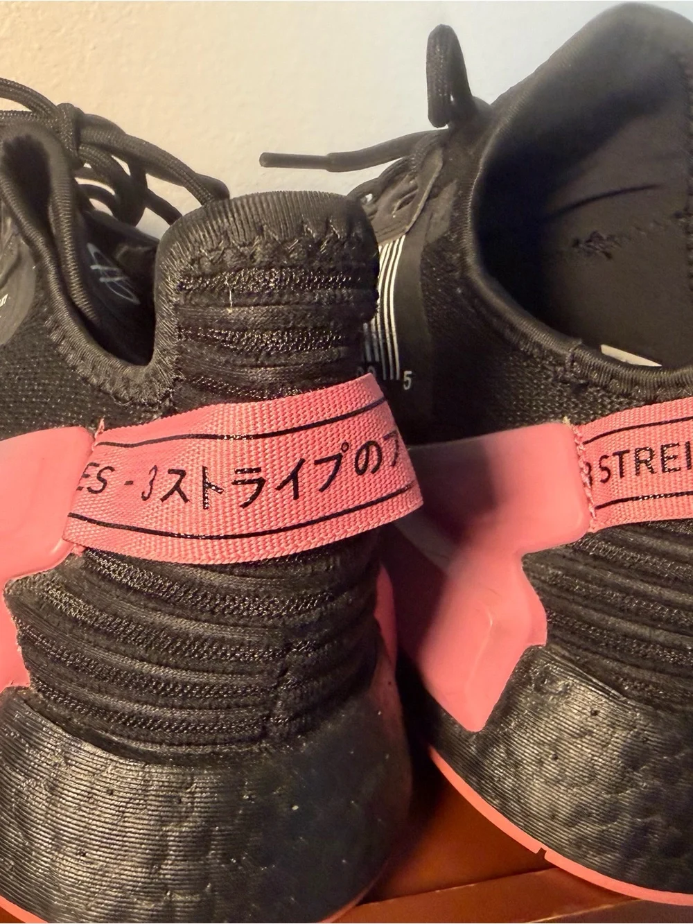 adidas Black Athletic Sneakers with Pink Heel Accents